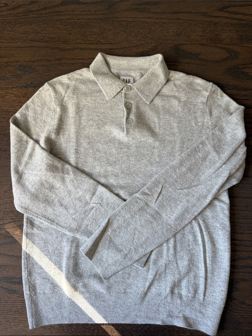 GAP Light Gray Long-Sleeve Polo